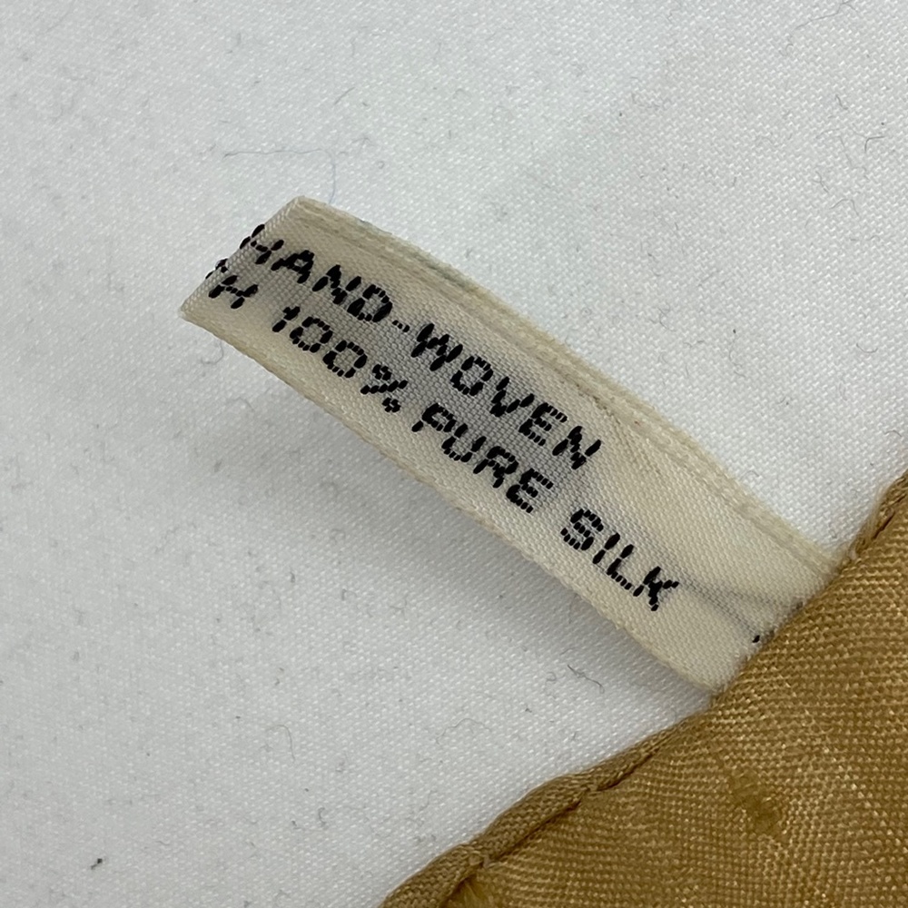 Women's 100% Raw Silk Scarf Beige Pink Blue Floral Print Handmade in Thailand - Picture 9 of 12